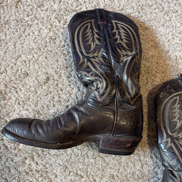 Vintage Tony Lama Black Label Men’s 9.5 D Brown Western Cowboy Boots main image 4